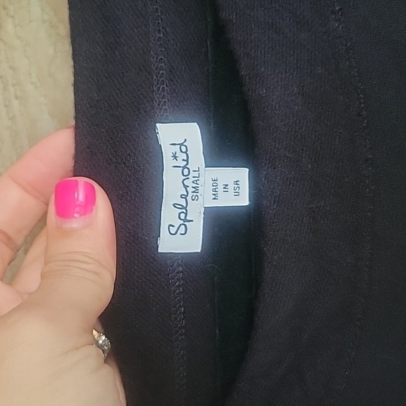 Splendid Women's Super Soft Cotton Terry Off Shoulder Black Dress - Picture 5 of 7